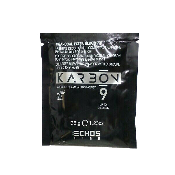 karbon 9 charcoal extra bleach 9t polvere decolorante compatta al carbone 35g echosline